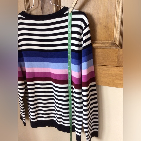 XL Talbots NWOT colorful stripe boatneck sweater - Picture 2 of 5